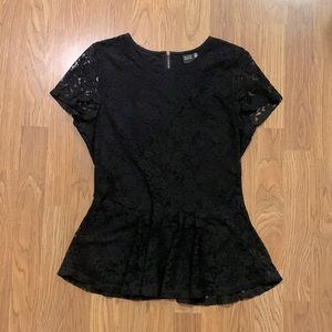 Black Saks Fifth Avenue Lace Peplum